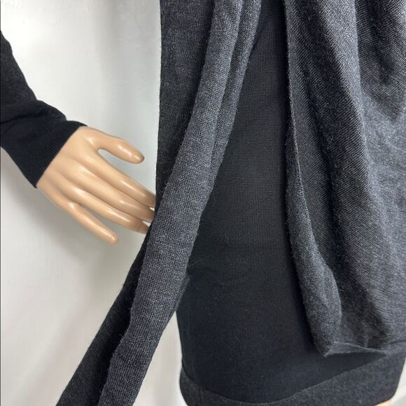 All Saints Black Gray Draped Front Long Sleeve Cardigan Sweater Size 0 - Picture 4 of 10
